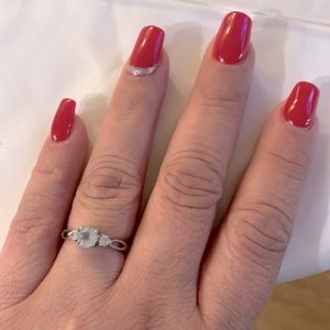 Aquamarine color, silver ring